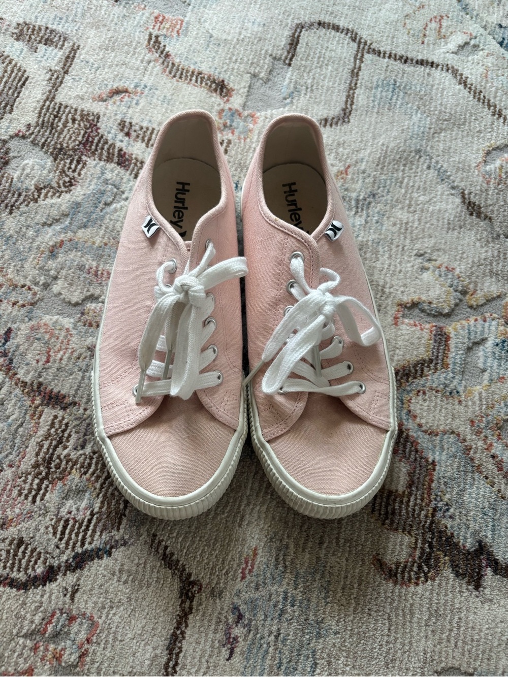 Hurley Women's Blush Pink Canvas Lace-Up Sneakers